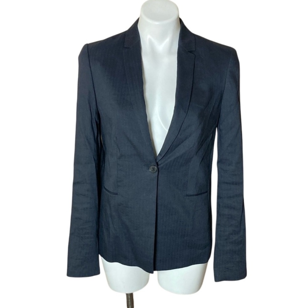 Elie Tahari Darcy Jacket Size 6 NWT Navy Linen Structured Blazer Suit Jacket